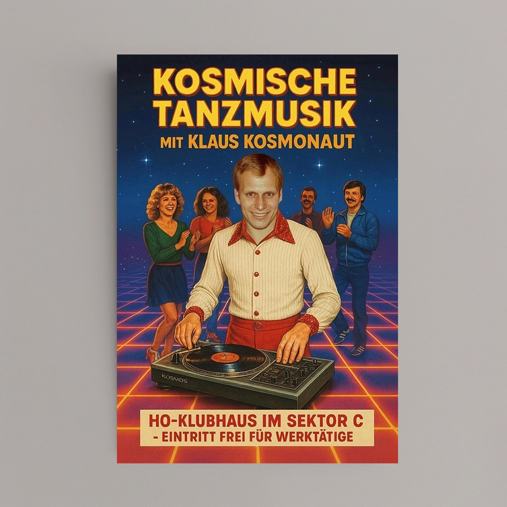 Kosmische Tanzmusik Klaus Kosmonaut DDR Mondbasis Din A3 Poster