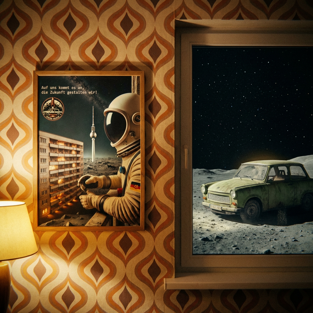 "Auf uns" DDR Mondbasis Din A3 Poster