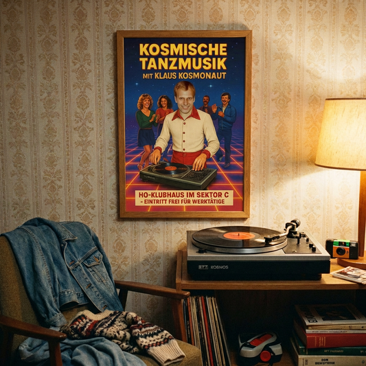 Kosmische Tanzmusik Klaus Kosmonaut DDR Mondbasis Din A3 Poster